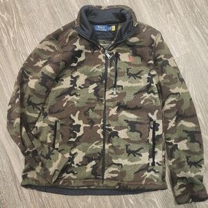 POLO Ralph Lauren Textured Knit Boys Camo Zip Up Size Large